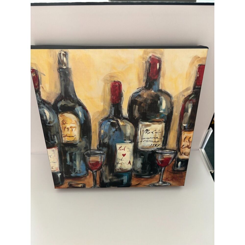 Framed Wine Bottle Art Print 10x10 – Rustic Kitchen / Bar Wall Decor - Picture 2 of 7